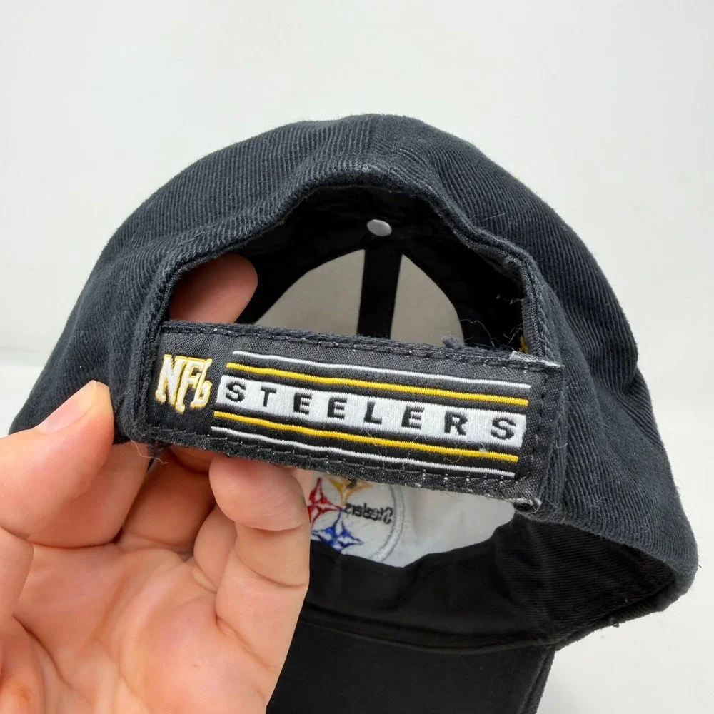 NFL Pittsburgh Steelers Kids Baseball Cap Black Cotton Adjustable Hat One Size